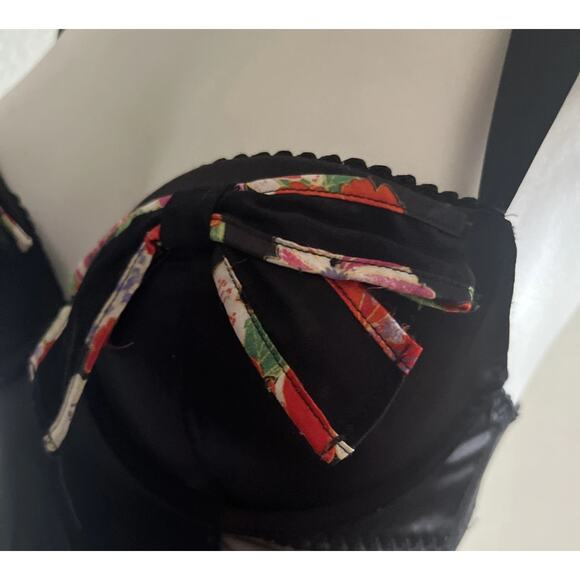 Victoria’s Secret Mesh Lace Babydoll Bustier Lingerie Dress 34C Floral Trim - Picture 9 of 10